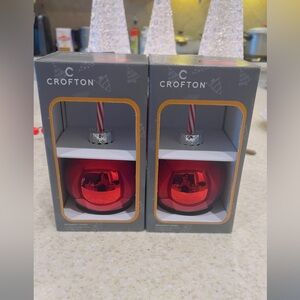 Set of 2 Crofton Red Ornament Sipper Drink Cups W/ Straw Holiday